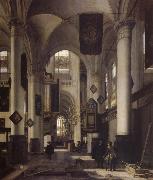 REMBRANDT Harmenszoon van Rijn Interior of a Protestant  Gothic Church with Architectural Elements of the Oude Kerk and Nieuwe Kerk in Amsterdam Germany oil painting artist